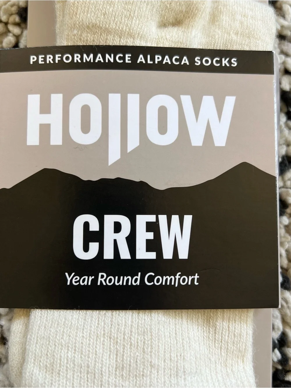 Hollow Alpaca Socks Crew White Unisex Adult Size Large